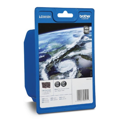 Originálny atrament Brother LC-985BKBP2, čierny, 2 × 300 strán, 2-pack