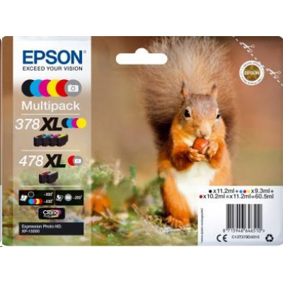 Originálny atrament Epson T379D (C13T379D4010, 378XL + 478XL), CMYK/R/Gy