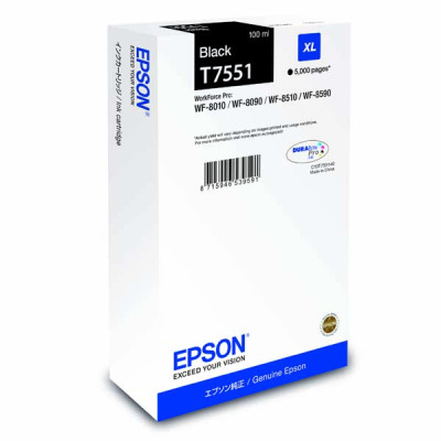Originálny atrament Epson T7551XL (C13T755140), čierny, 5000 strán (100 ml)