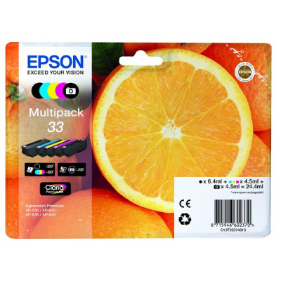 Originálny atrament Epson T3337 (C13T33374010, T33), CMYK, 6,4 ml + 4 × 4,5 ml