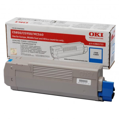 Originálny toner Oki C5850 (43865723), azúrový, 6000 strán