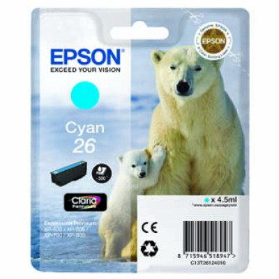 Originálny atrament Epson T2612 (C13T26124012), azúrový, 4,5 ml