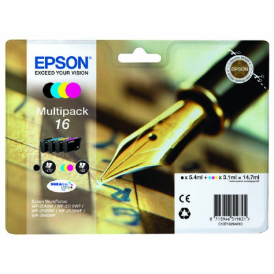 Originálny atrament Epson T1626 (C13T16264010), CMYK, 3 × 3,1 + , 4-pack