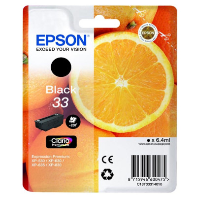 Originálny atrament Epson T3331 (C13T33314010, T33), čierny, 6,4 ml