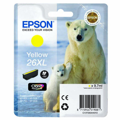 Originálny atrament Epson T2634 (C13T26344012, 26XL), žltý, 9,7 ml