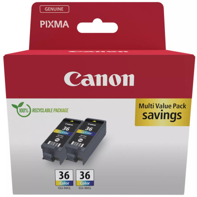 Originálny atrament Canon CLI-36 (1511B025), farebný, 2 x 250 strán (2 × 12 ml), 2-pack