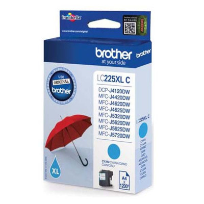 Originálny atrament Brother LC-225XLC, azúrový, 1200 strán