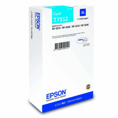 Originálny atrament Epson T7552XL (C13T755240), azúrový, 4000 strán (39 ml)