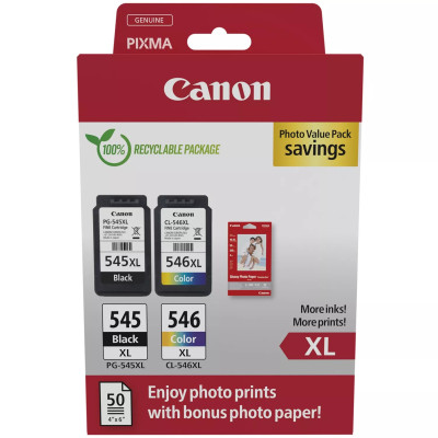 Originálny atrament Canon PG-545XL/CL-546XL (8286B011), čierny/farebný, 400/300 strán (15 / 13 ml), XL Multipack